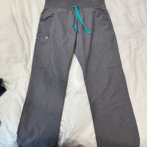 FIGS Gray Women’s Pants with Teal Accents